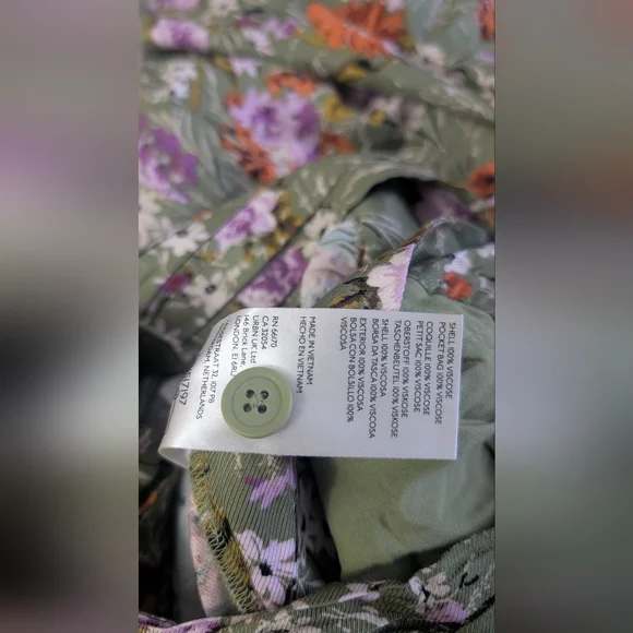 By Anthropologie Wide-Leg Pants Floral Print Olive Green Size 6 Inseam 30" - Picture 7 of 11